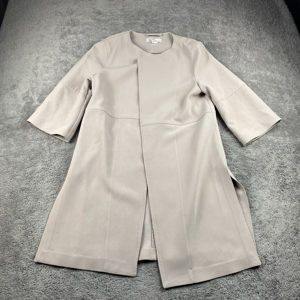 H&M Long Body Open Front Blazer Over Coat Women 6‎ Ivory